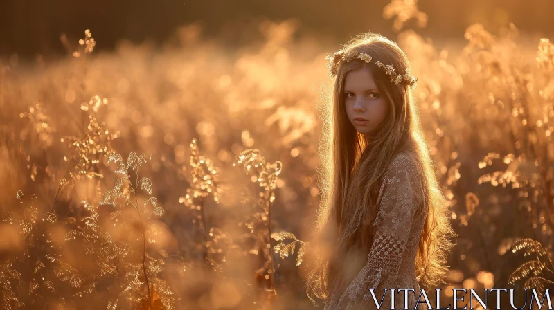 AI ART Enchanting Portrait of a Girl in a Field of Tall Grass