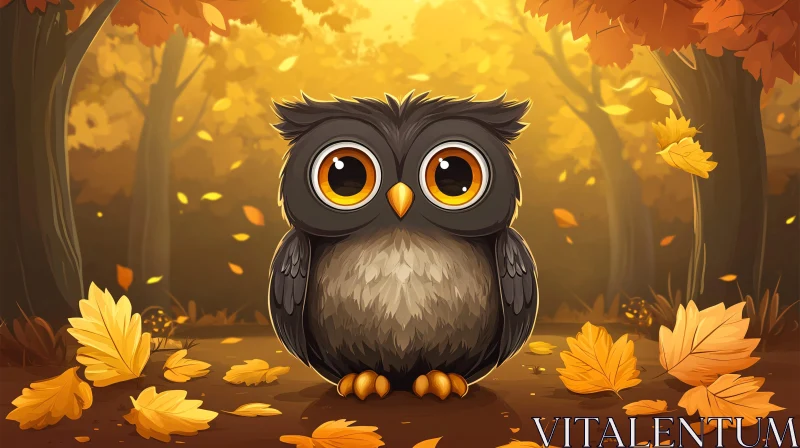 AI ART Charming Owl Amidst Fall Foliage