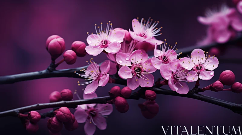 Moody Cherry Blossoms: An Ominous Floral Harmony AI Image