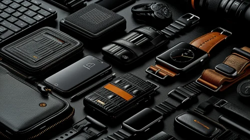 Stylish and Organized Flat Lay of Modern Tech Gadgets and Accessories