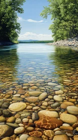 Peaceful River with Clear Waters and Pebble Bed