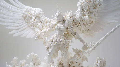 Winged Warrior Statue with Sword
