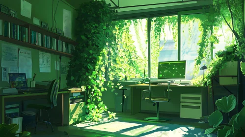 Indoor Garden Office with Sunlight