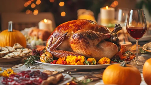 Festive Thanksgiving Dinner with Roasted Turkey