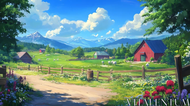 Scenic Farmland View AI Image