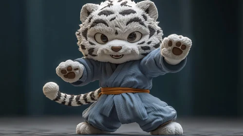 Cute Tiger Cub in Fighting Stance