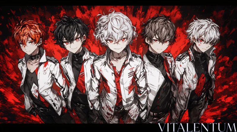 Bloody Anime Boys Illustration AI Image