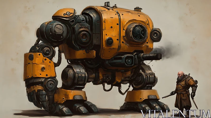 Mechanical Steampunk Robot with Dwarf AI Image