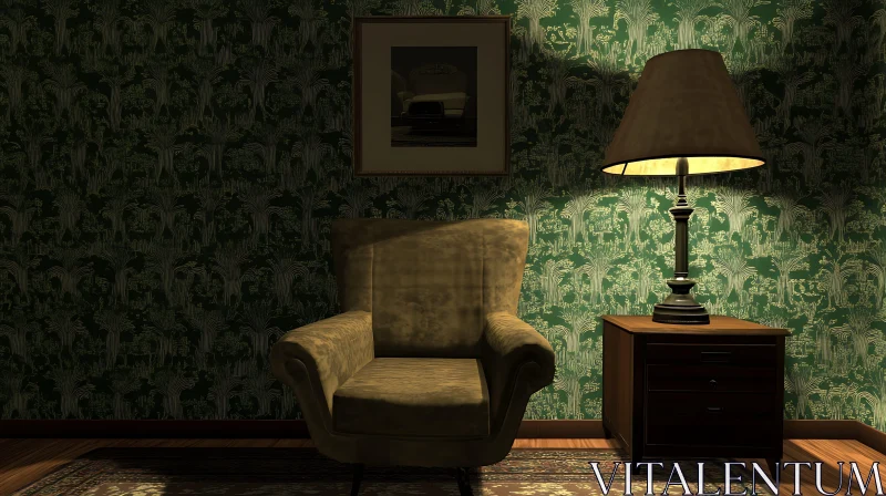 Cozy Interior with Lamp and Armchair AI Image