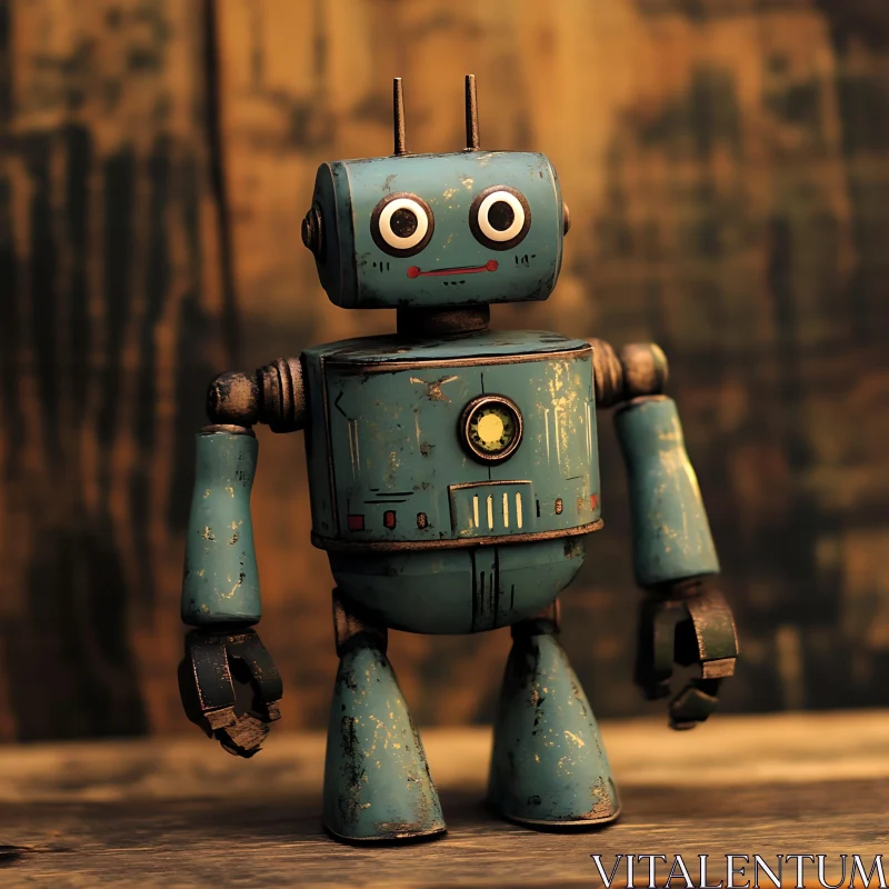 AI ART Retro Robot with Weathered Finish