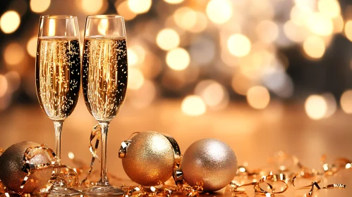 Festive Champagne Toast with Holiday Decor