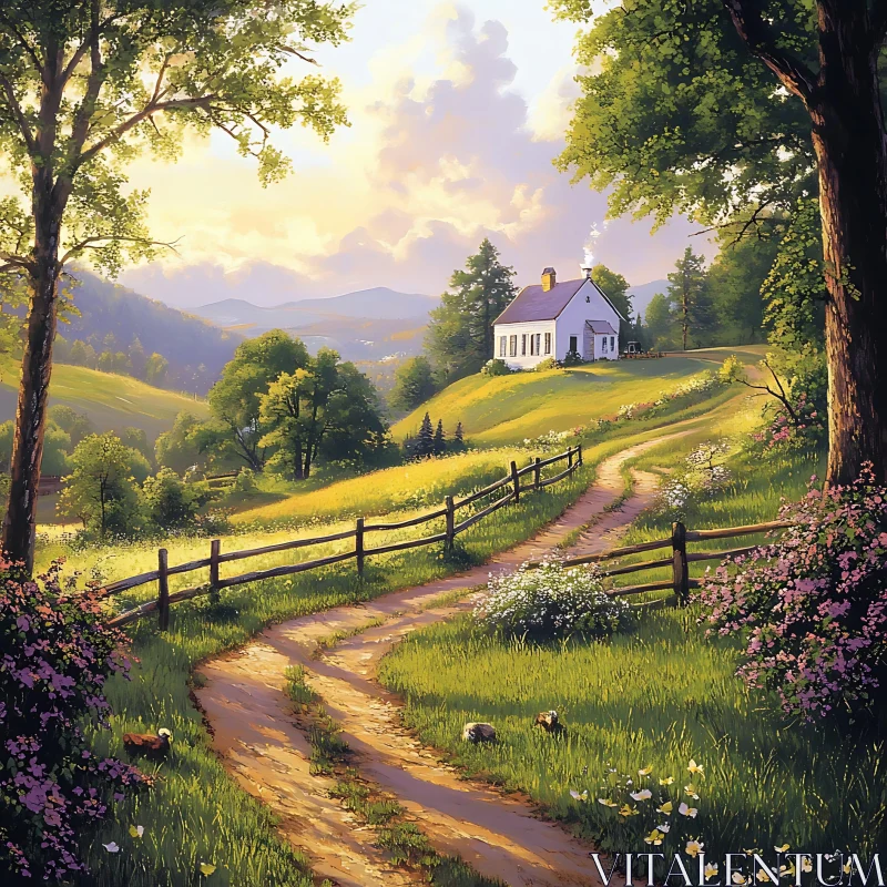 AI ART Idyllic Countryside Home Scene