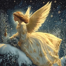 Winter Angel with Golden Bell