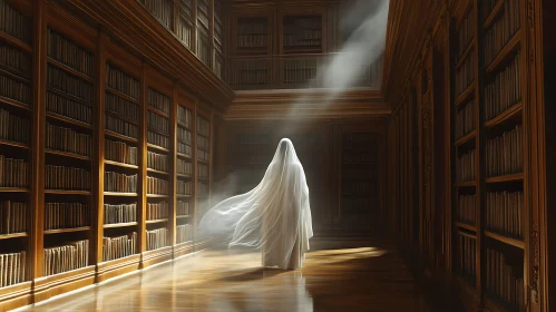 Mystic Figure in a Classic Library