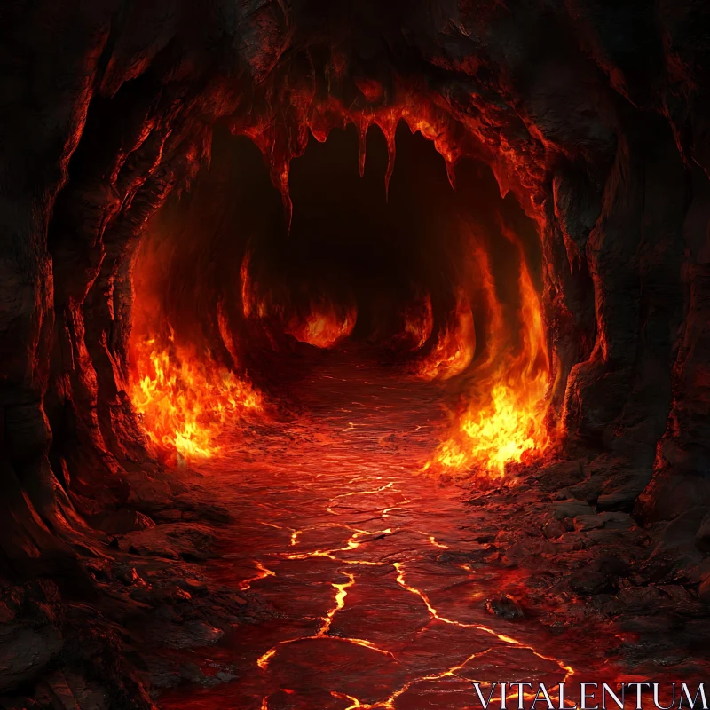 AI ART Fiery Depths: The Heart of the Volcano