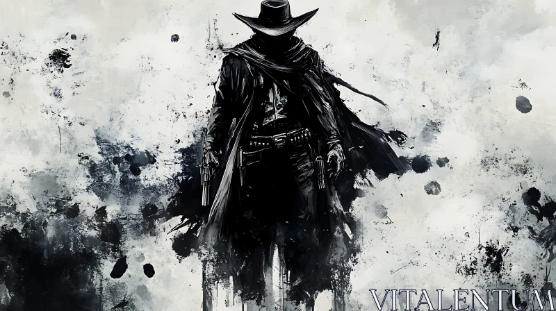 AI ART Western Cowboy Monochrome Illustration