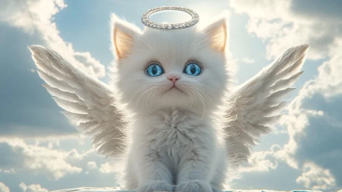 Heavenly Feline: A Kitten's Angelic Portrait