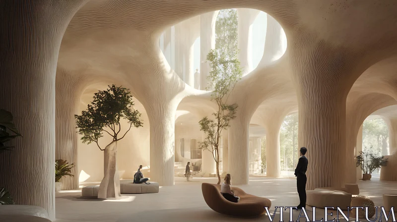 AI ART Modern Architecture with Indoor Trees