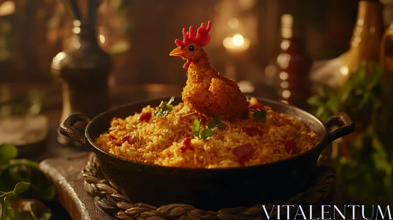 Creative Chicken Rice Presentation AI Image