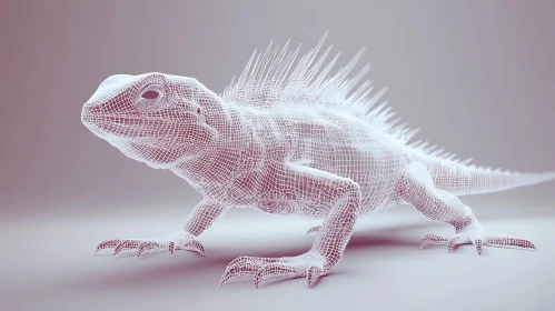 Geometric Reptile: Wireframe Iguana Design