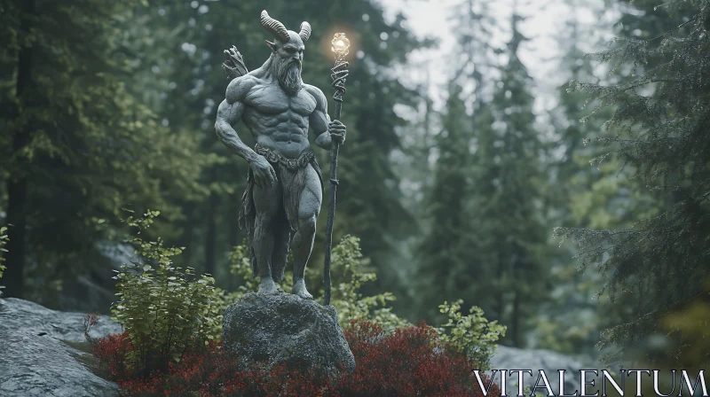 AI ART Ancient Forest Guardian Statue