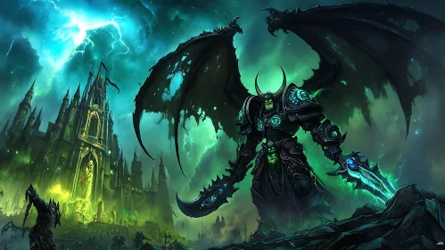 Dark Fantasy Warrior with Dragon Wings
