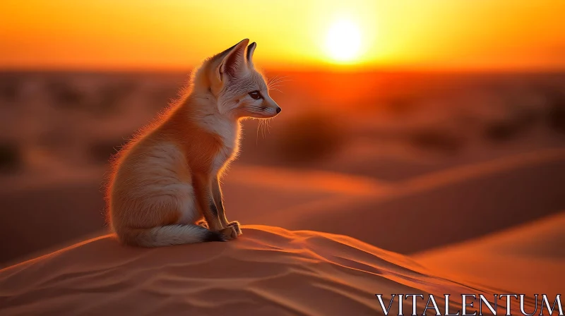 Desert Fox at Sunset AI Image