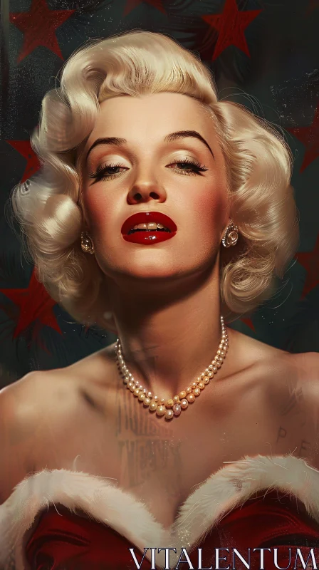 AI ART Timeless Beauty of Marilyn Monroe with Iconic Blonde Curls and Red Lips