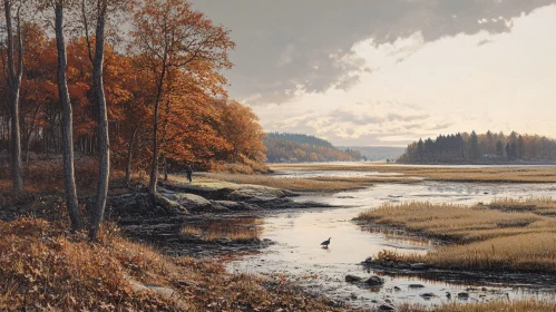 Tranquil Fall Foliage by the River