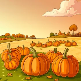 Scenic Pumpkin Patch in the Countryside