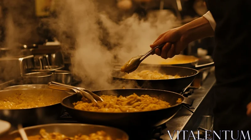 Pasta Preparation by a Chef AI Image