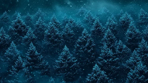 Enchanting Winter Forest at Night