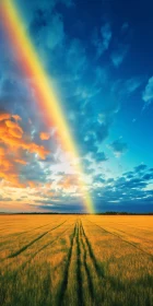 Rainbow Over Golden Wheat Field