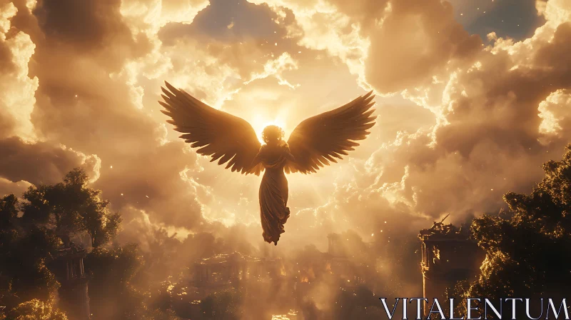 AI ART Winged Angel in Divine Light