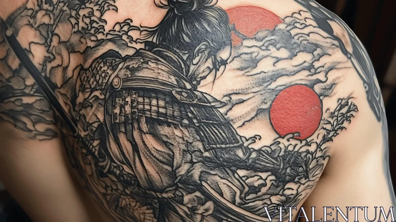 Samurai Warrior Tattoo Design AI Image