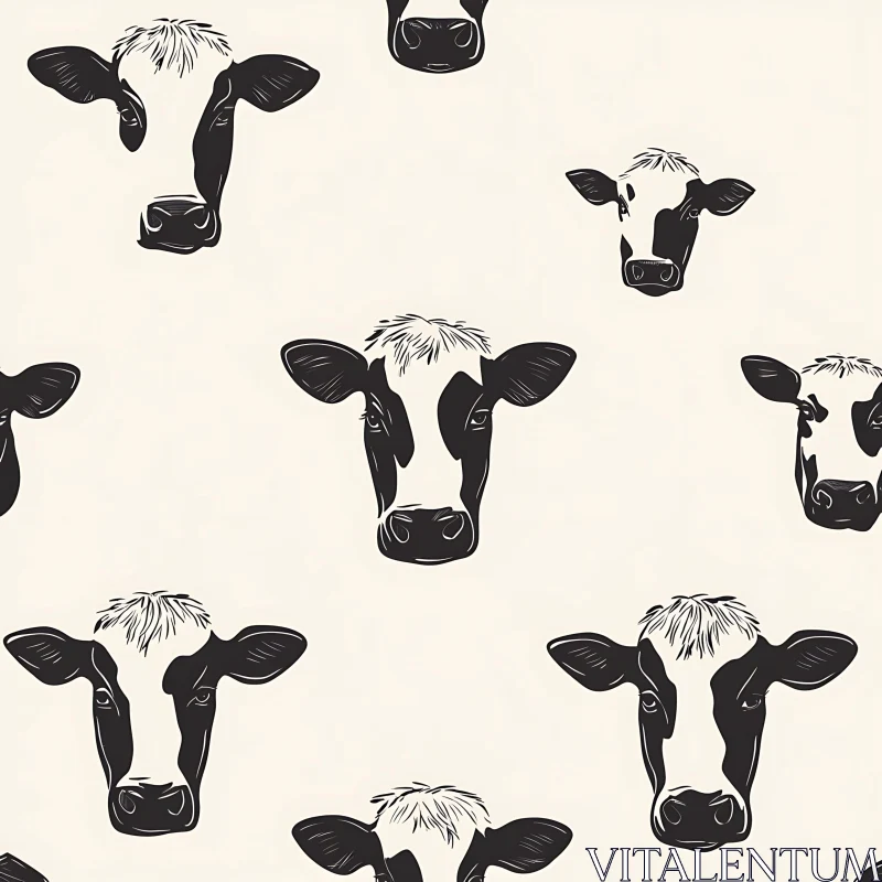 AI ART Black and White Cow Pattern Design