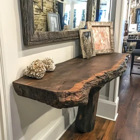 Unique Wood Table with Mirror