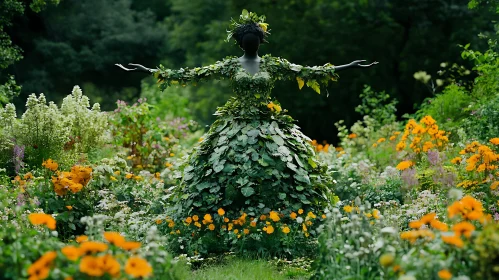 Statue of Lady in Green Garden