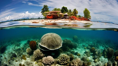 Captivating Underwater View of Island and Corals | Environmental Awareness