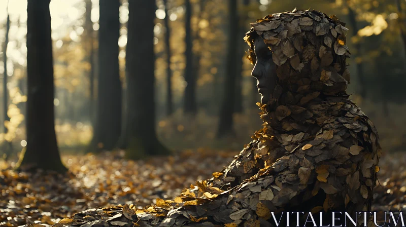 AI ART Leaf-Clad Person in Woodland Scene