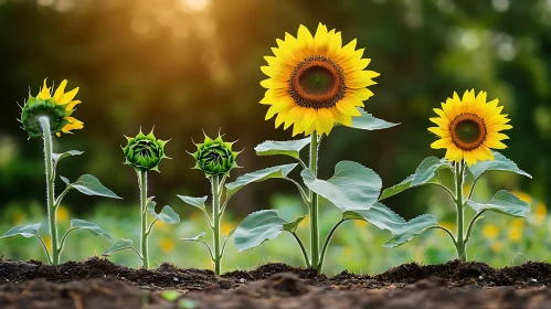 Field Sunflowers in Bloom