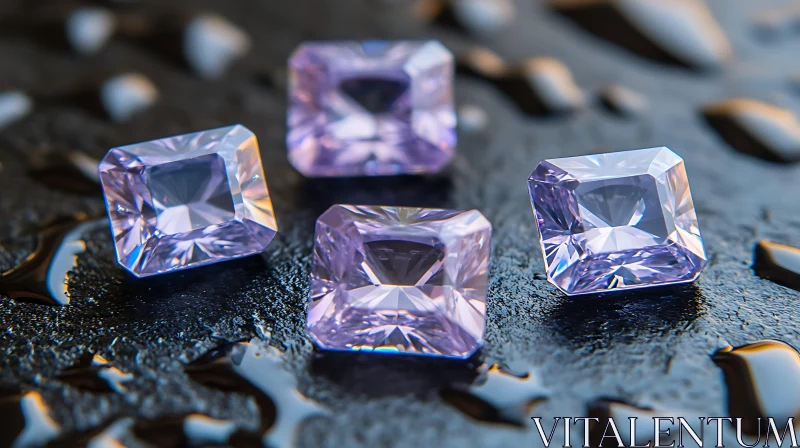 Sparkling Lavender Gems on Dark Surface AI Image