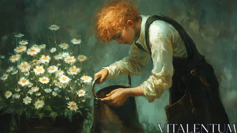 Daisies and Youth: A Moment Captured AI Image