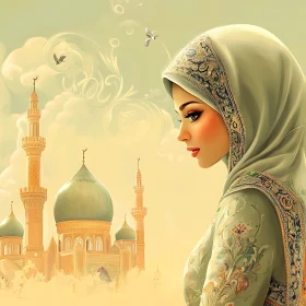 Serene Muslim Woman in Traditional Dress