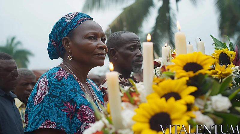 AI ART Memorial Service: Candles and Flowers