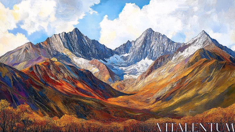 AI ART Autumn Mountainscape Painting