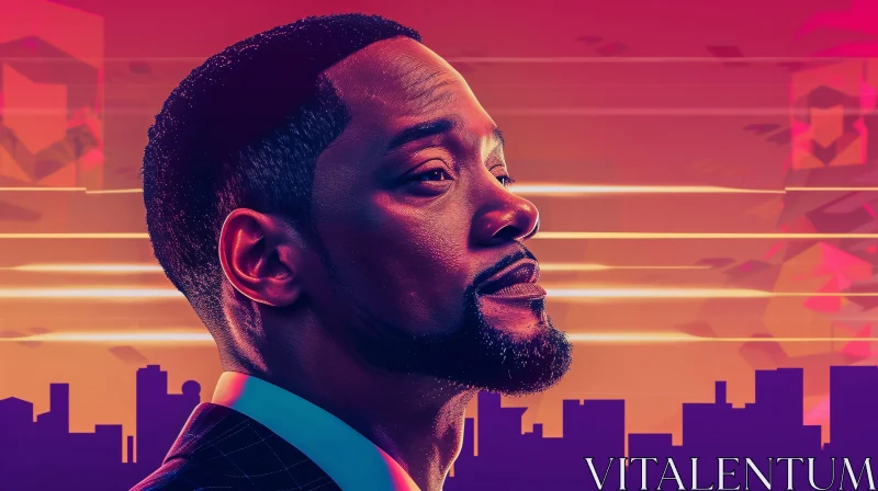 AI ART Neon Cityscape Will Smith Profile