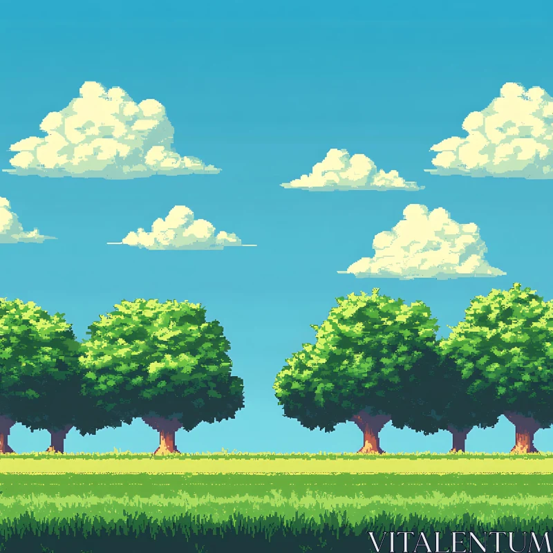 AI ART Peaceful Pixel Art Meadow Scene