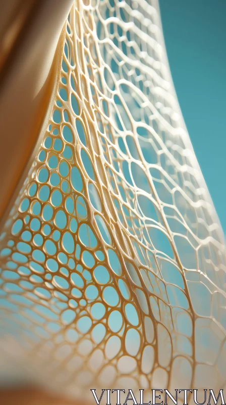 3D Printed Organic Forms in Light Gold and Sky-Blue AI Image
