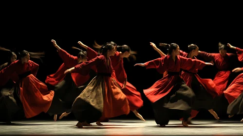 Red Robe Dancers in Motion